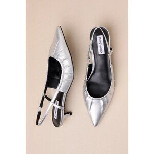 Steve Madden Syrie Sling Back in Silver Leather 9.5 New with Box Womens heels